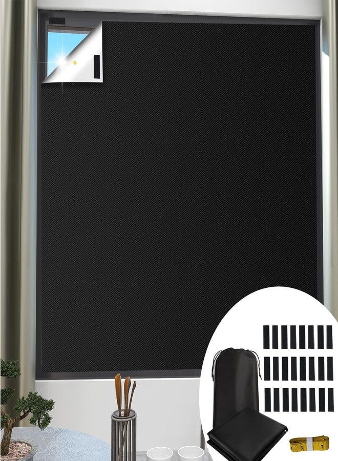 Hapforever 39" x 57" Blackout Window Cover, Portable 100% Blackout Window Shades No Drill Black Out Blinds Removable Windows Privacy Film for Bedroom and TV Room (Black) - Image 2